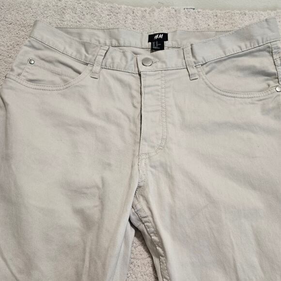 NEW H & M Men's Beige Button-fly Jeans Size 33x32 Streetwear - Picture 2 of 11